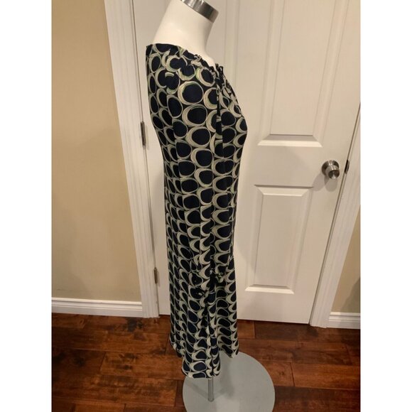 Moulinette Soeurs Blue Shift Dress w/ Circle Print & Tie-Neck, Size 2 (US) - Picture 3 of 6